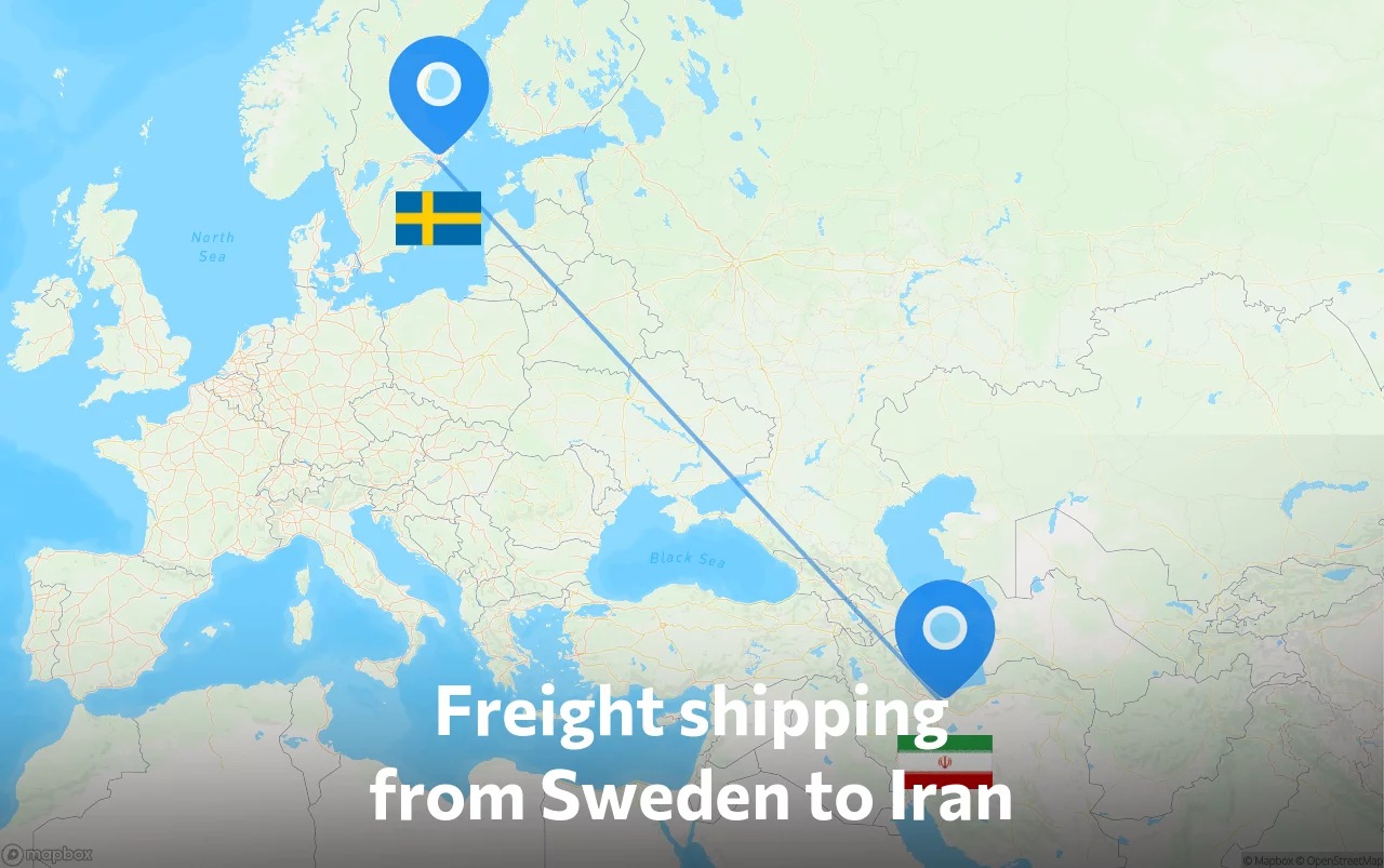 Shipping route from Sweden to Iran