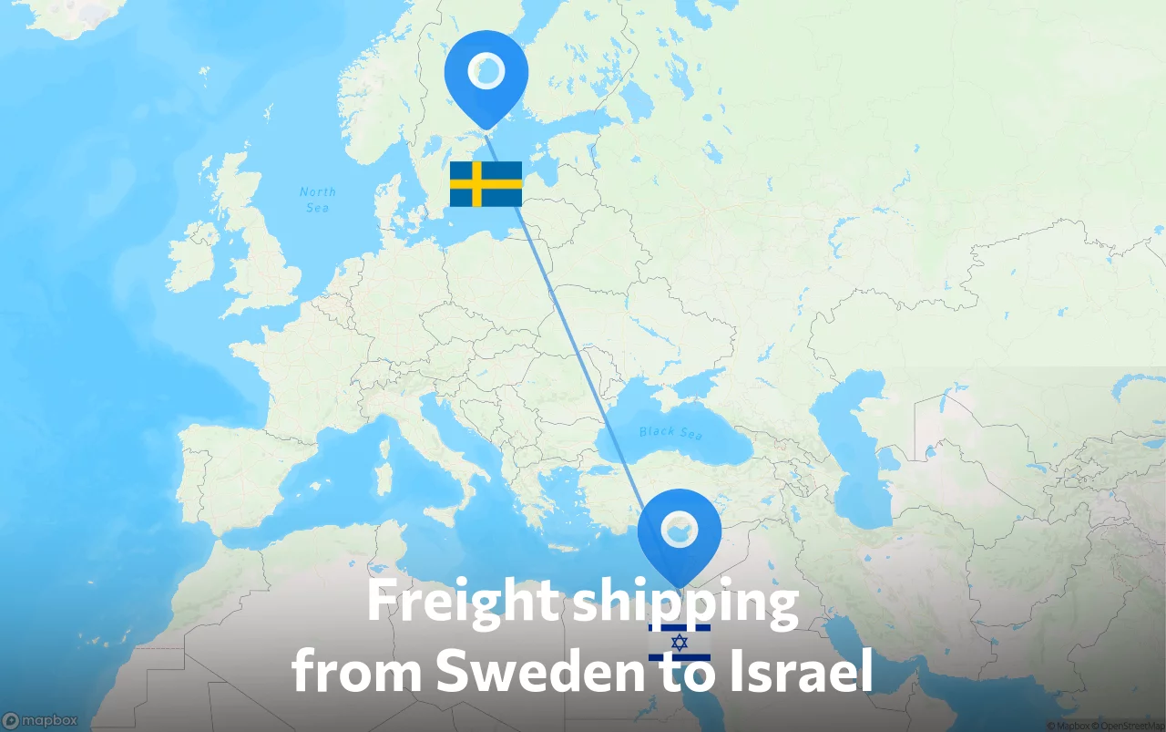 Shipping route from Sweden to Israel