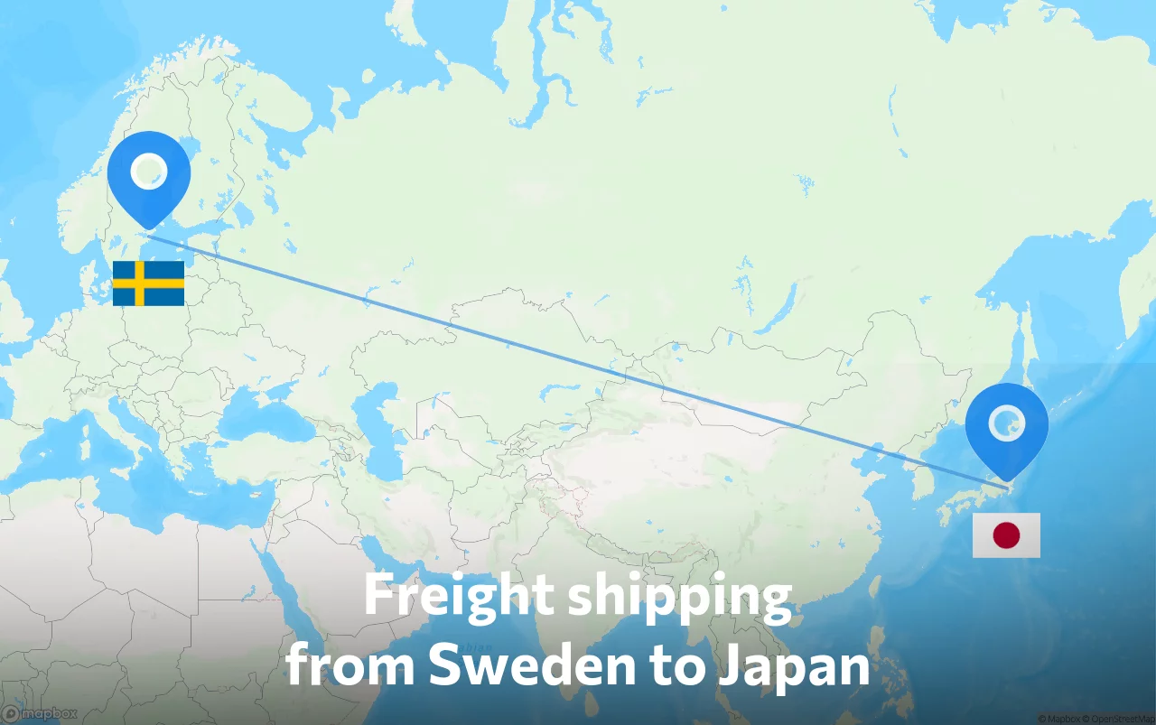 Shipping route from Sweden to Japan
