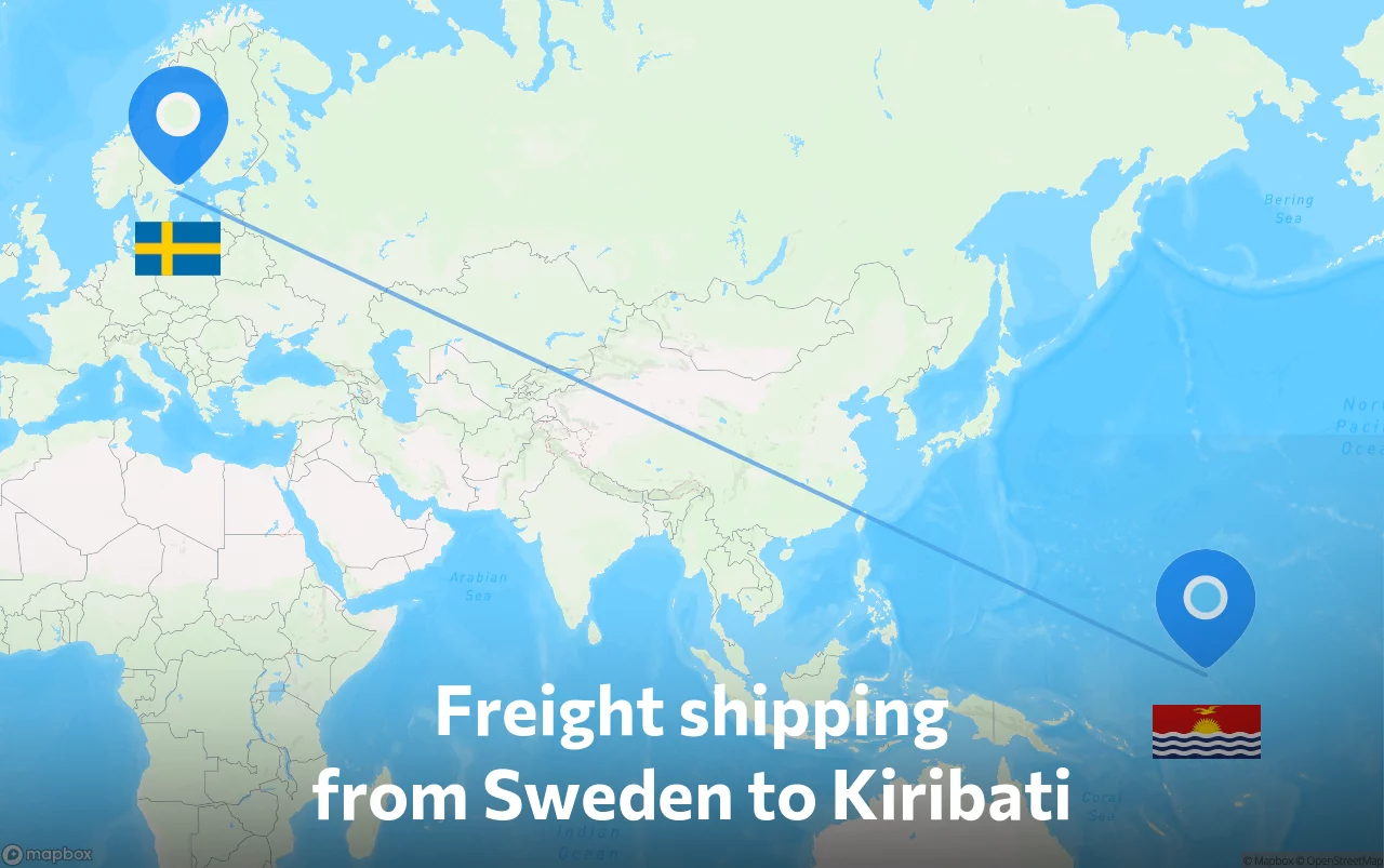 Shipping route from Sweden to Kiribati
