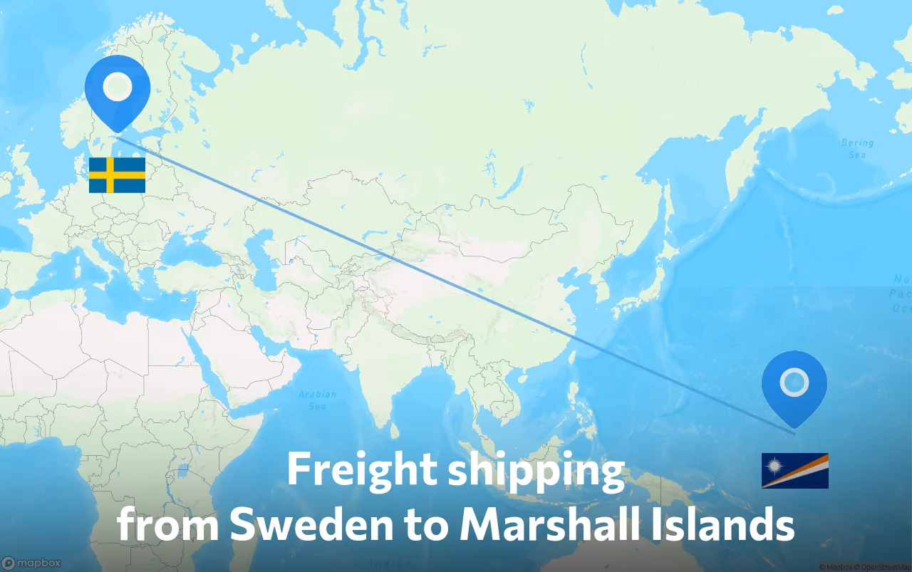 Shipping route from Sweden to Marshall Islands