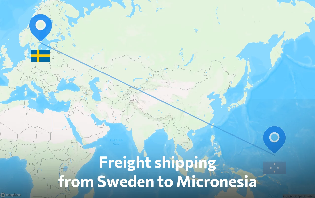 Shipping route from Sweden to Micronesia