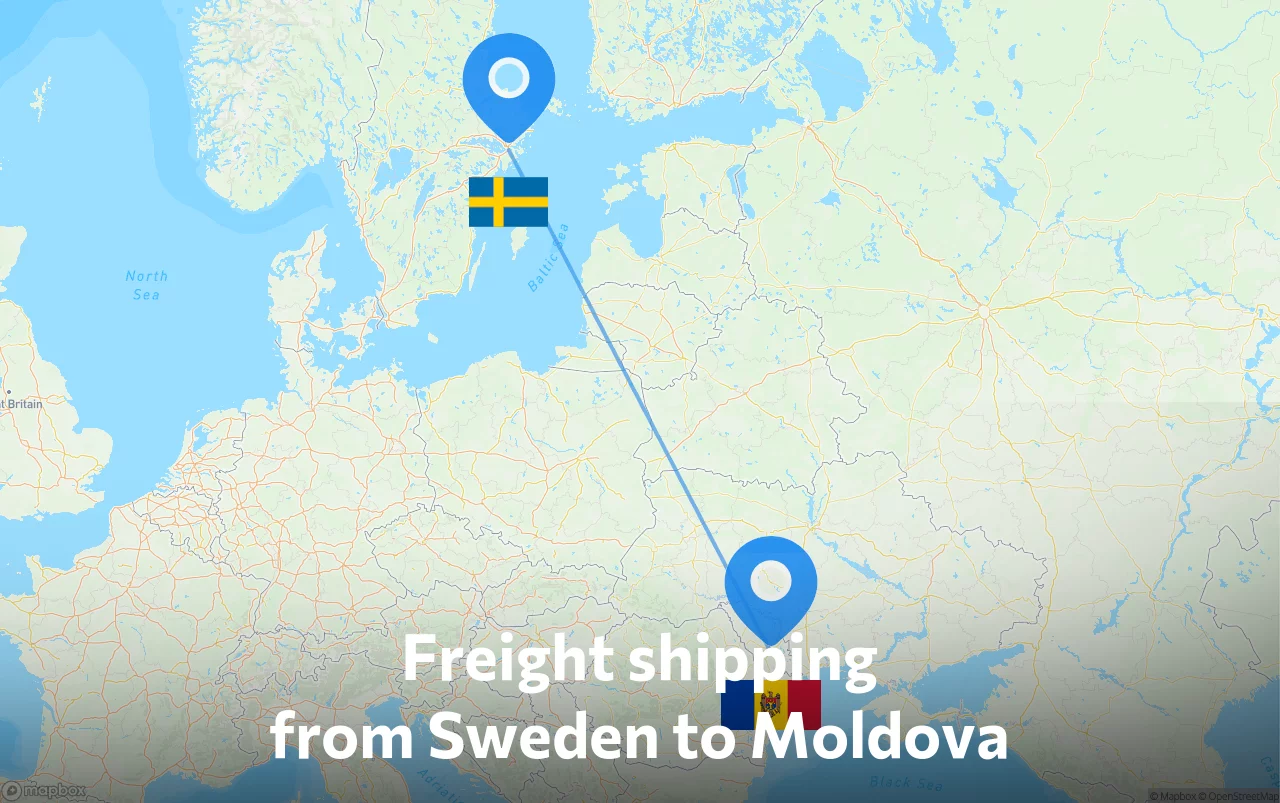 Shipping route from Sweden to Moldova