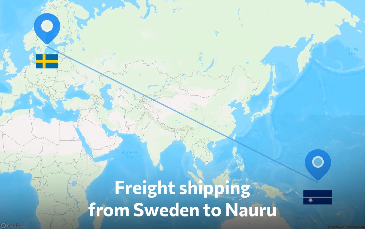 Shipping route from Sweden to Nauru