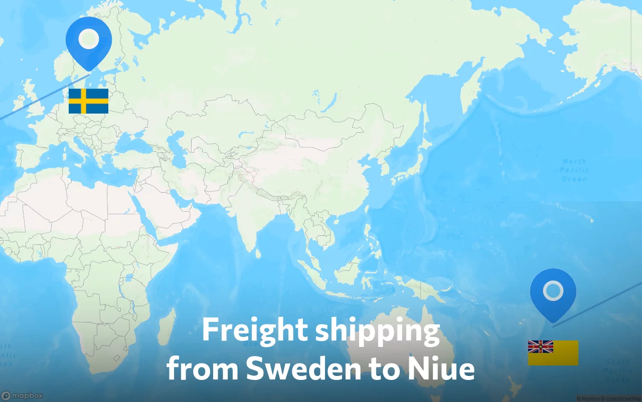 Shipping route from Sweden to Niue