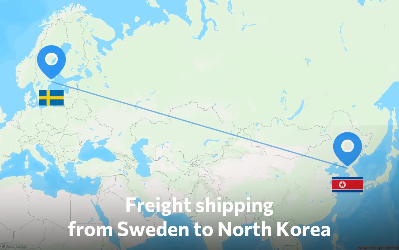 Shipping route from Sweden to North Korea