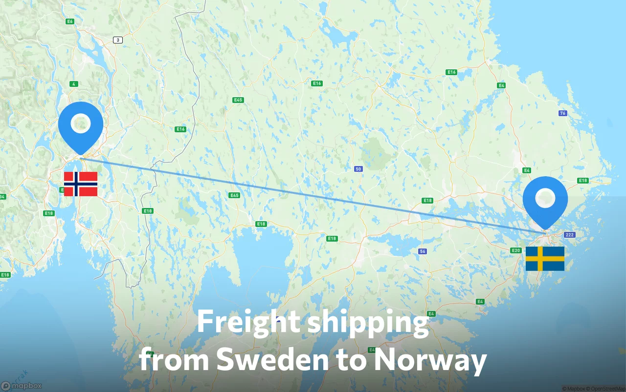 Shipping route from Sweden to Norway