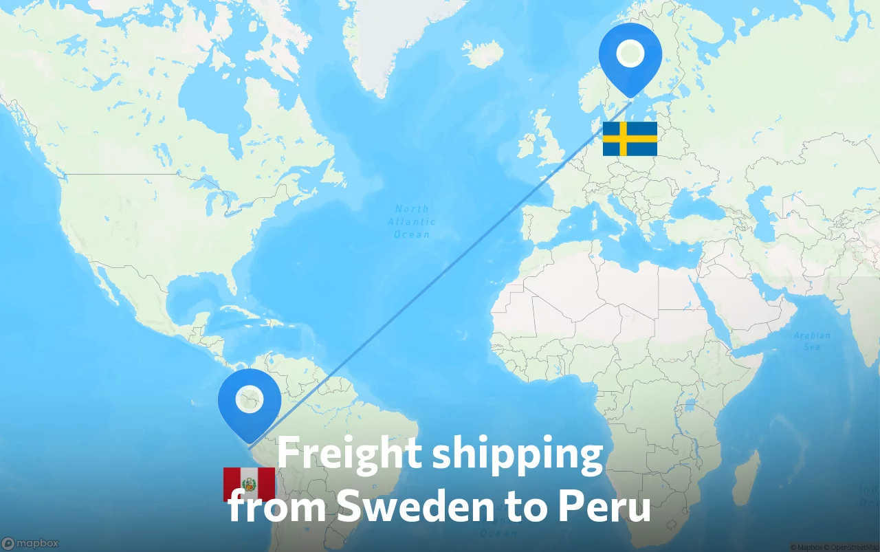 Shipping route from Sweden to Peru
