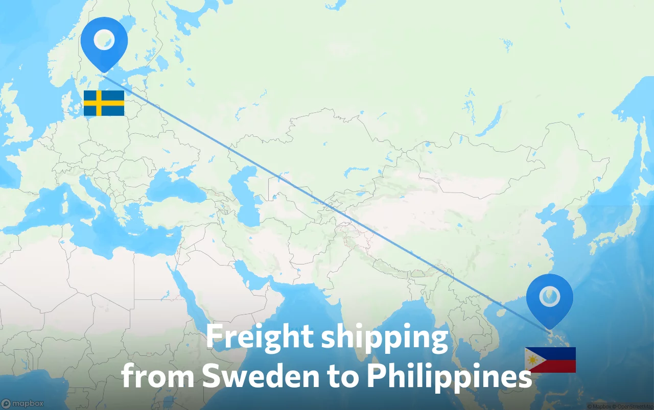 Shipping route from Sweden to Philippines