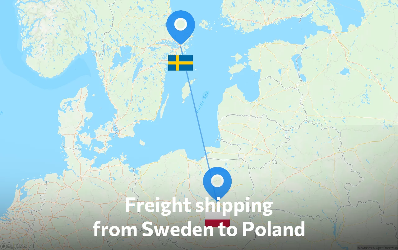 Shipping route from Sweden to Poland