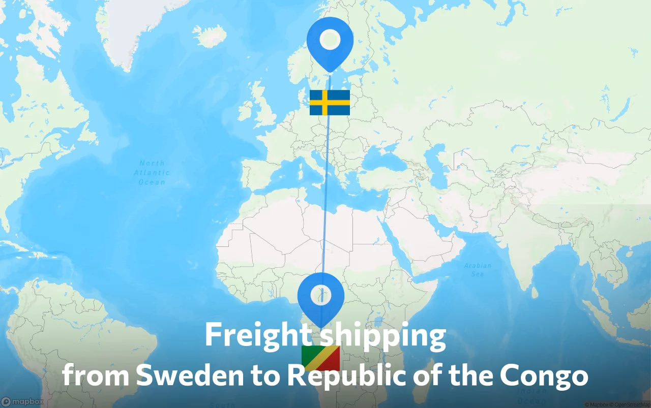 Shipping route from Sweden to Republic of the Congo