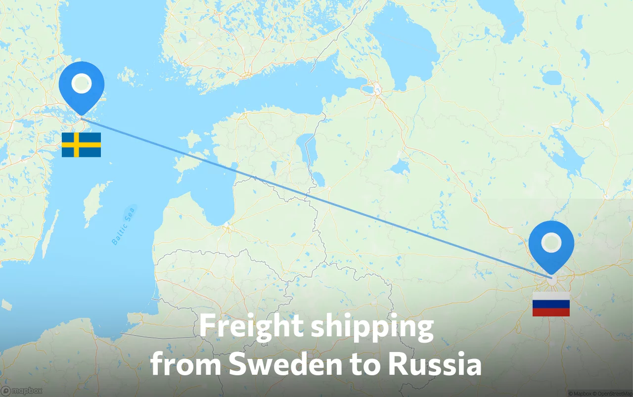 Shipping route from Sweden to Russia