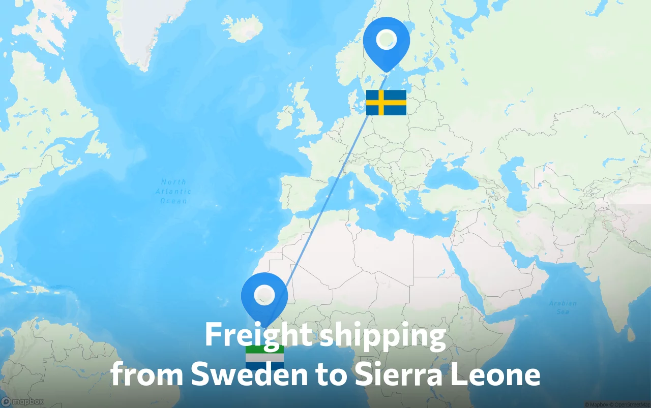 Shipping route from Sweden to Sierra Leone