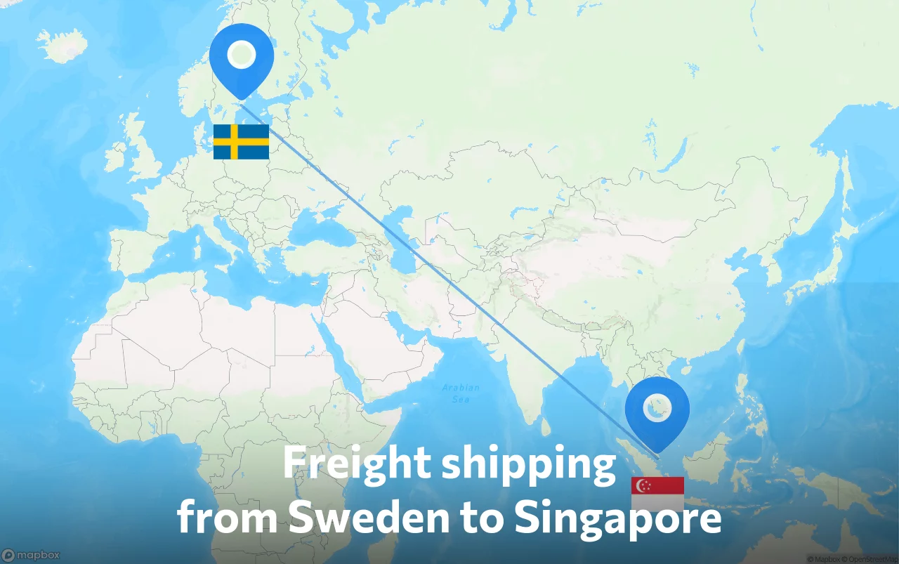 Shipping route from Sweden to Singapore