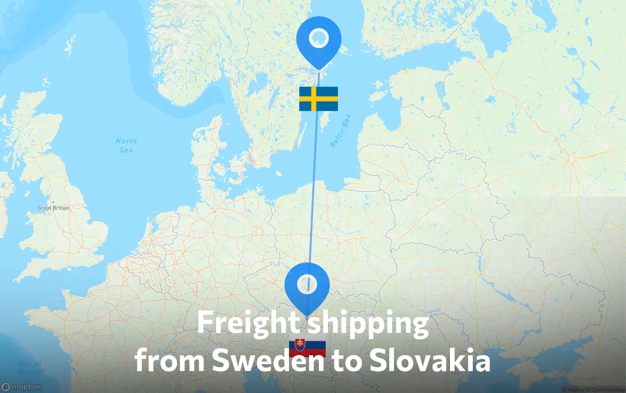 Shipping route from Sweden to Slovakia