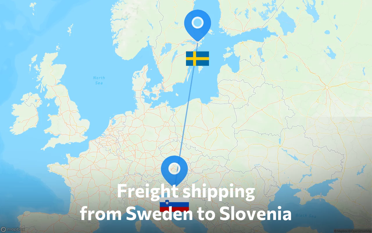 Shipping route from Sweden to Slovenia