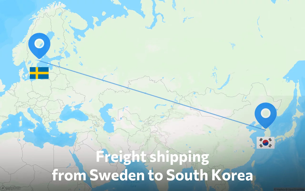 Shipping route from Sweden to South Korea