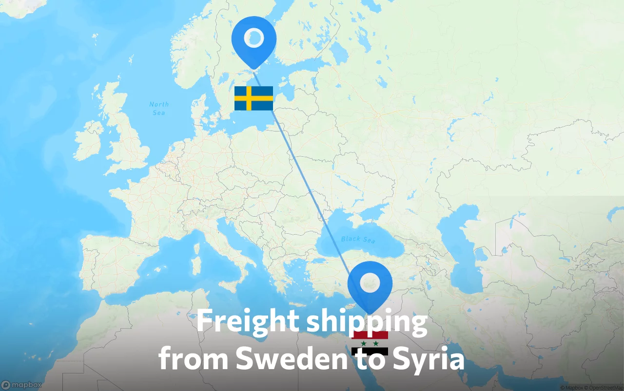 Shipping route from Sweden to Syria