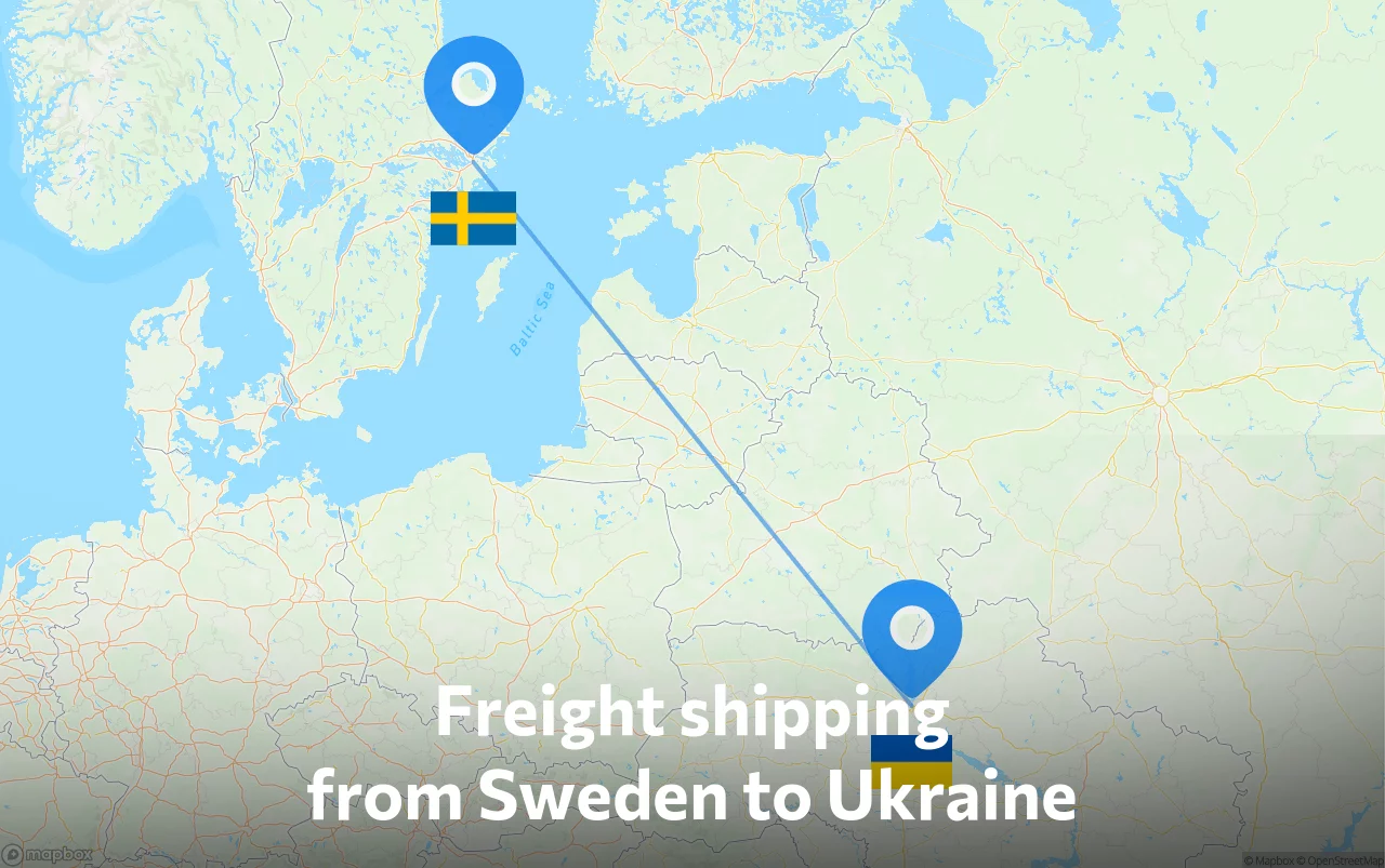 Shipping route from Sweden to Ukraine