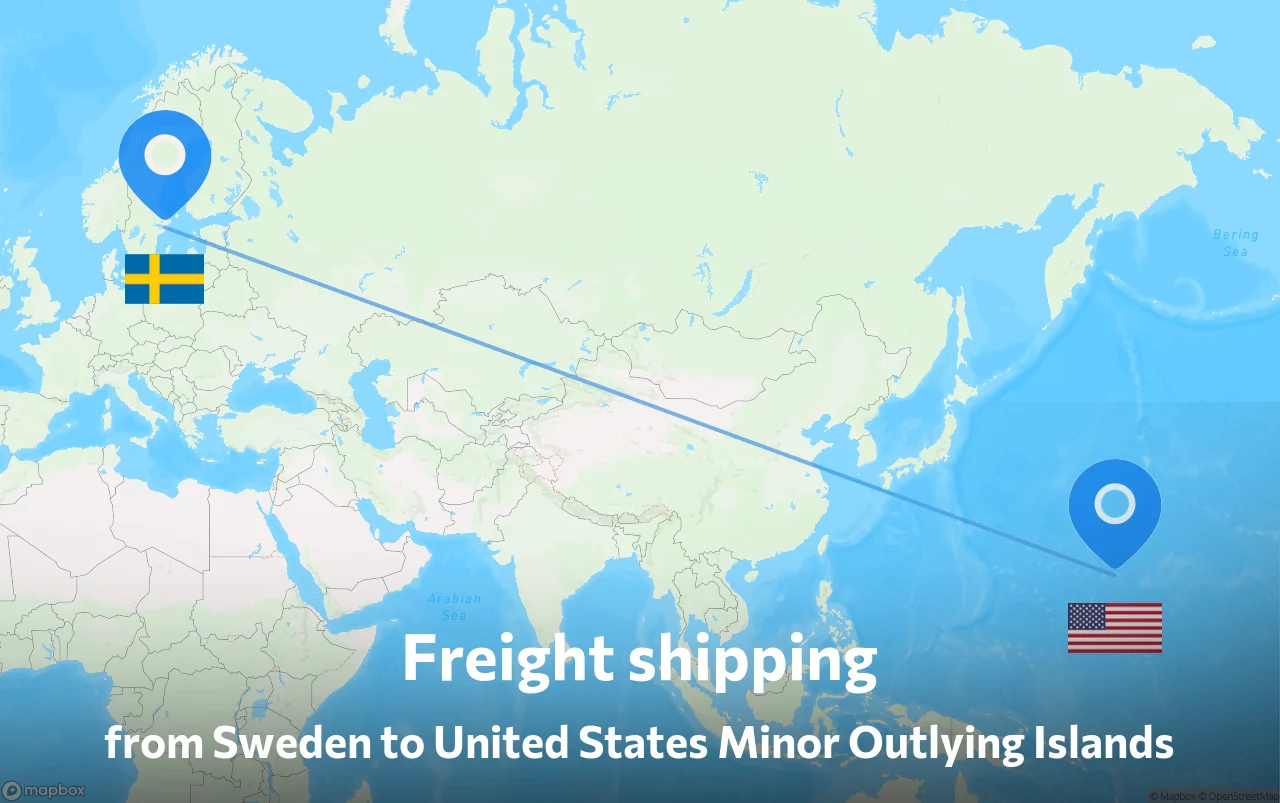 Shipping route from Sweden to United States Minor Outlying Islands