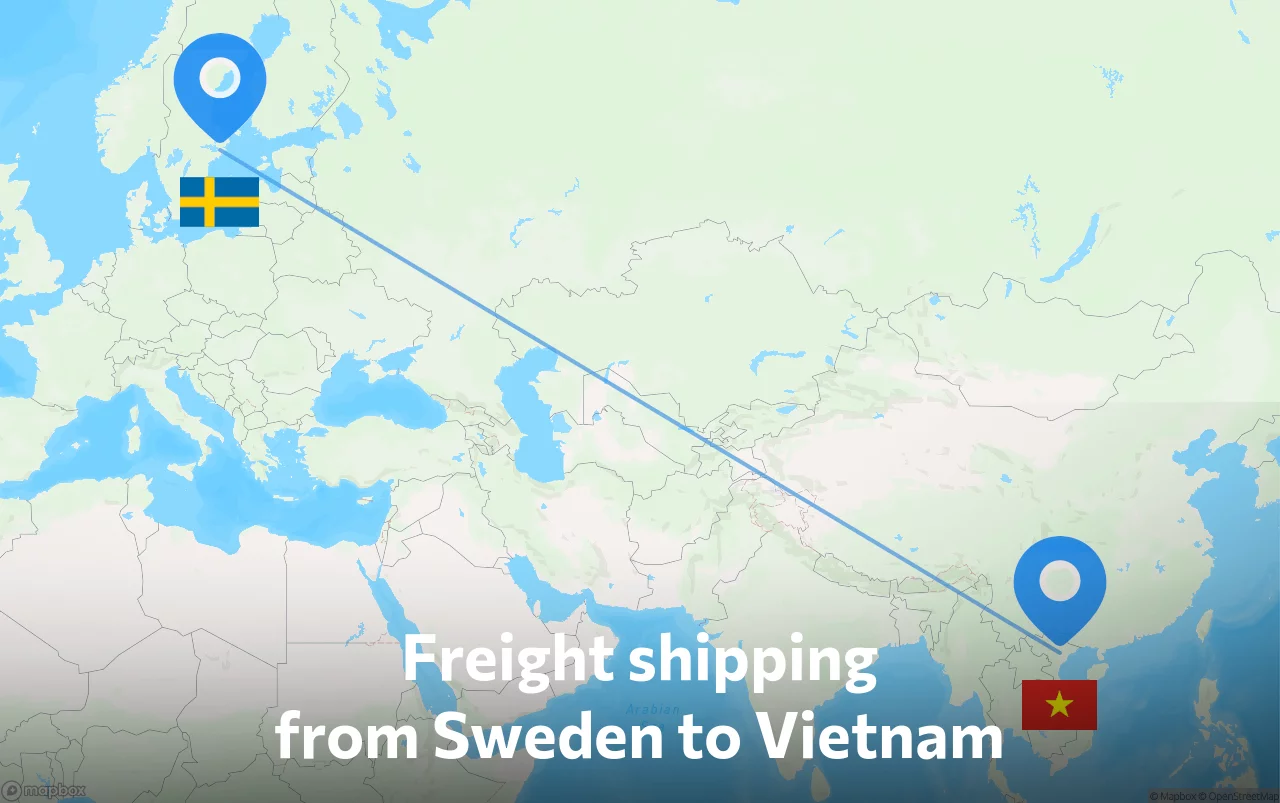 Shipping route from Sweden to Vietnam