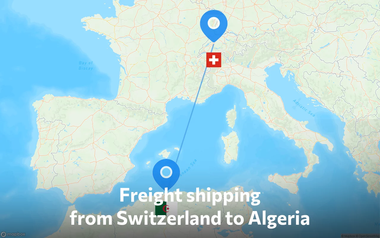 Shipping route from Switzerland to Algeria