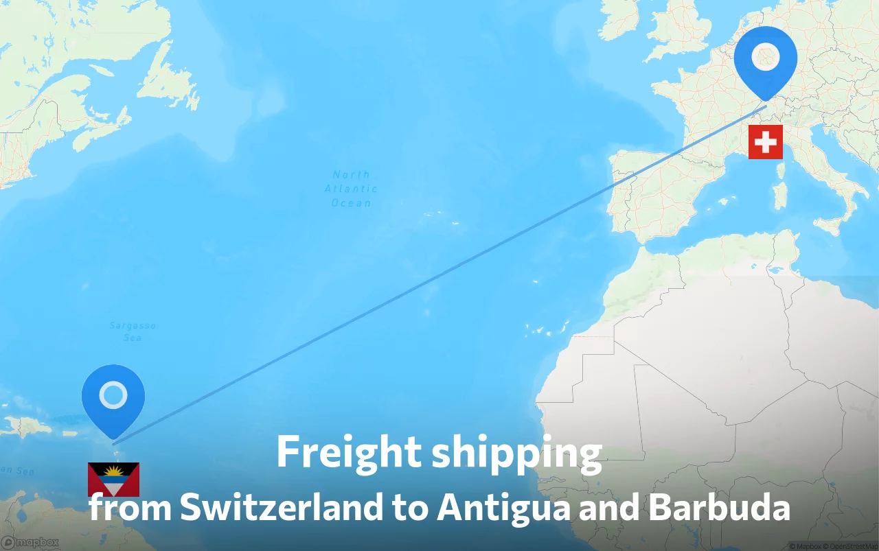 Shipping route from Switzerland to Antigua and Barbuda