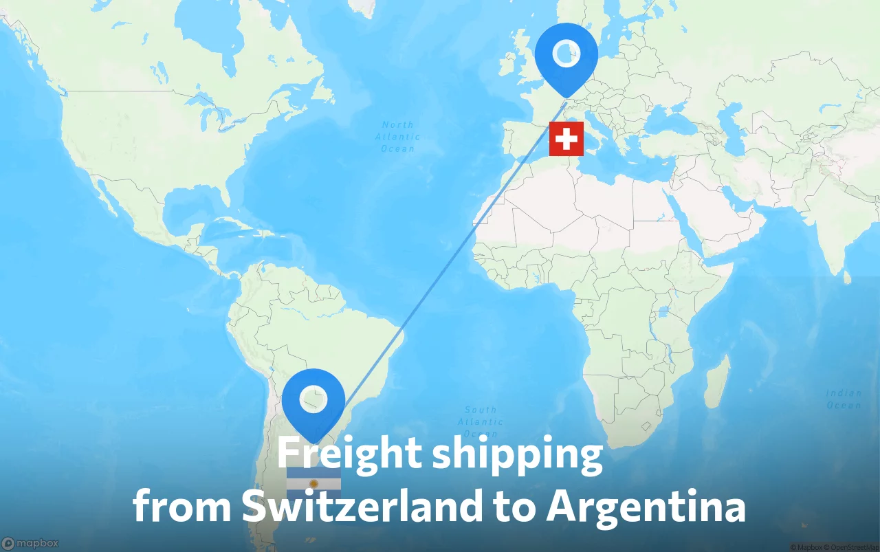 Shipping route from Switzerland to Argentina