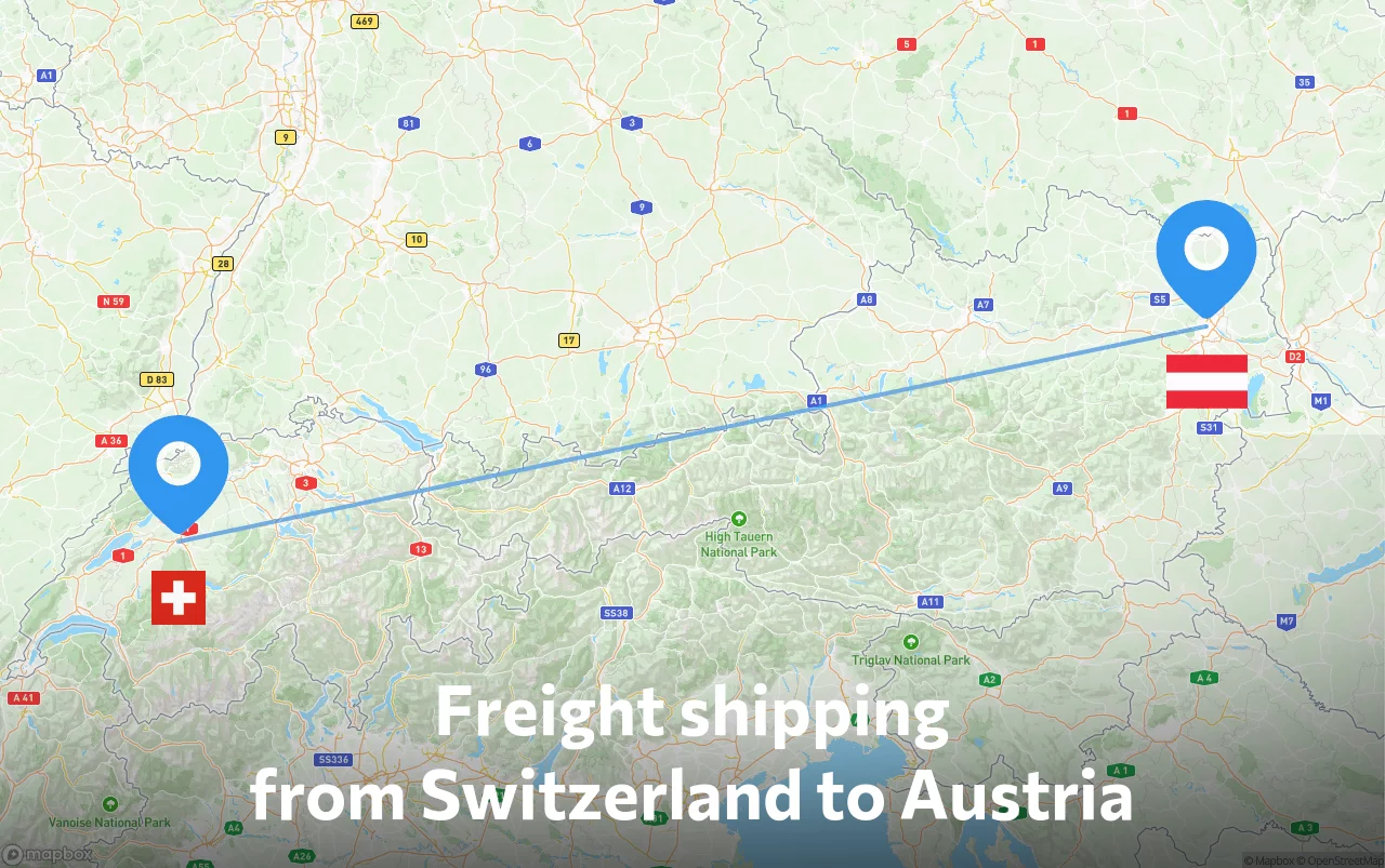 Shipping route from Switzerland to Austria
