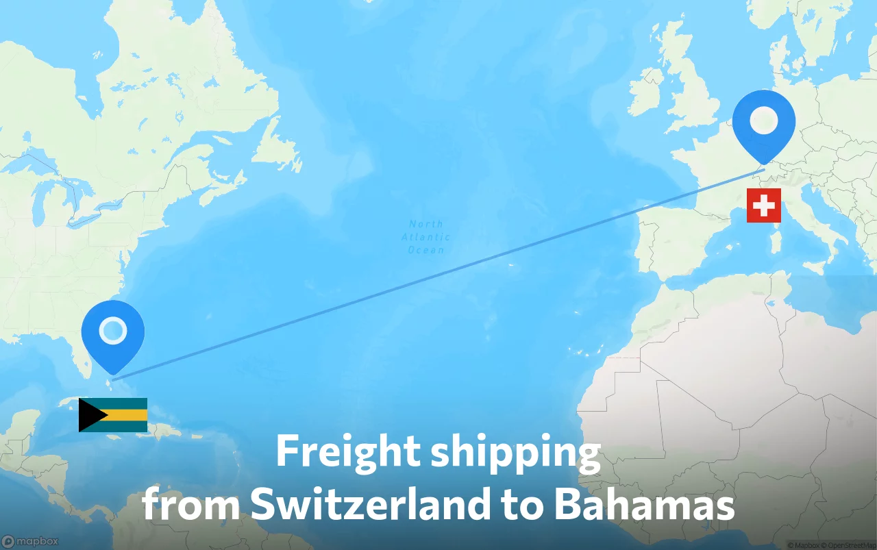 Shipping route from Switzerland to Bahamas