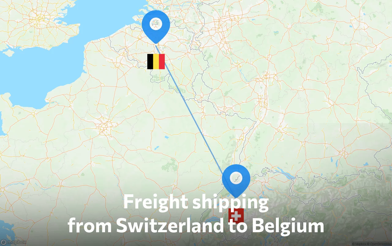 Shipping route from Switzerland to Belgium