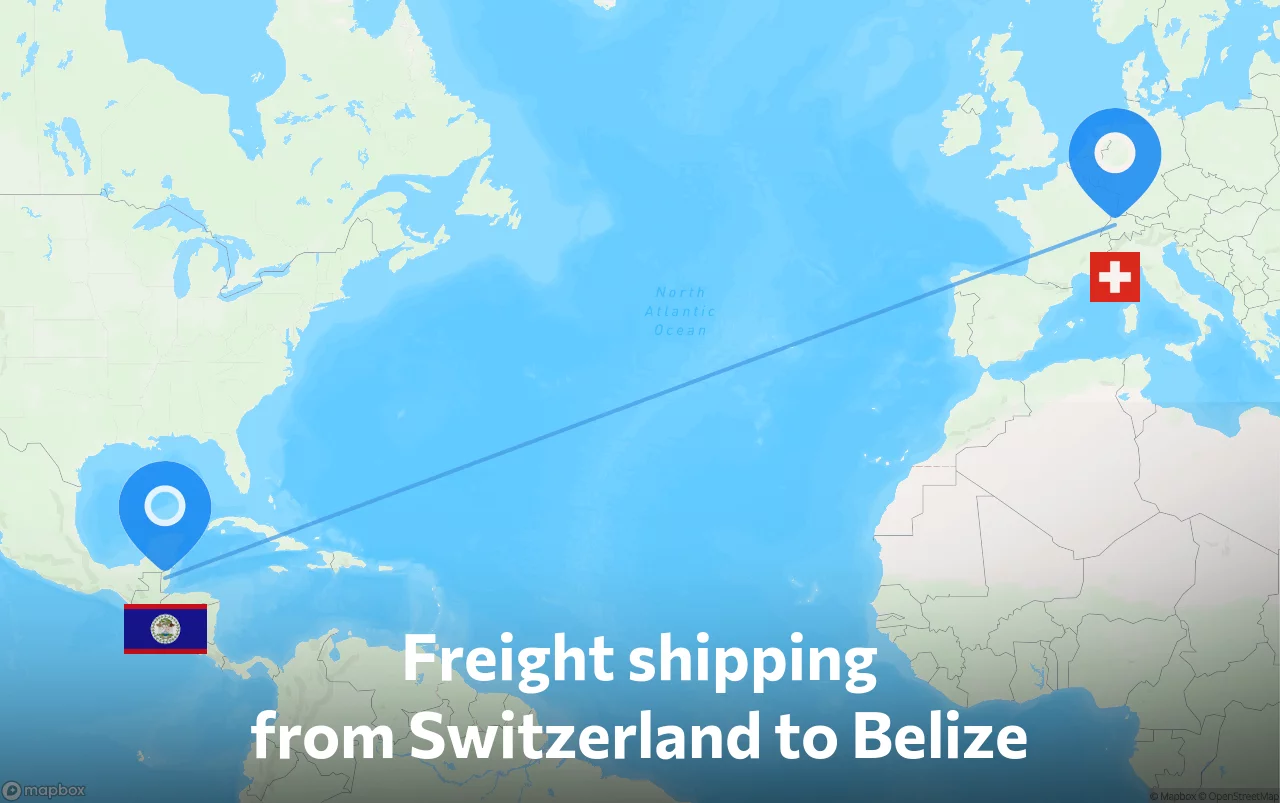 Shipping route from Switzerland to Belize