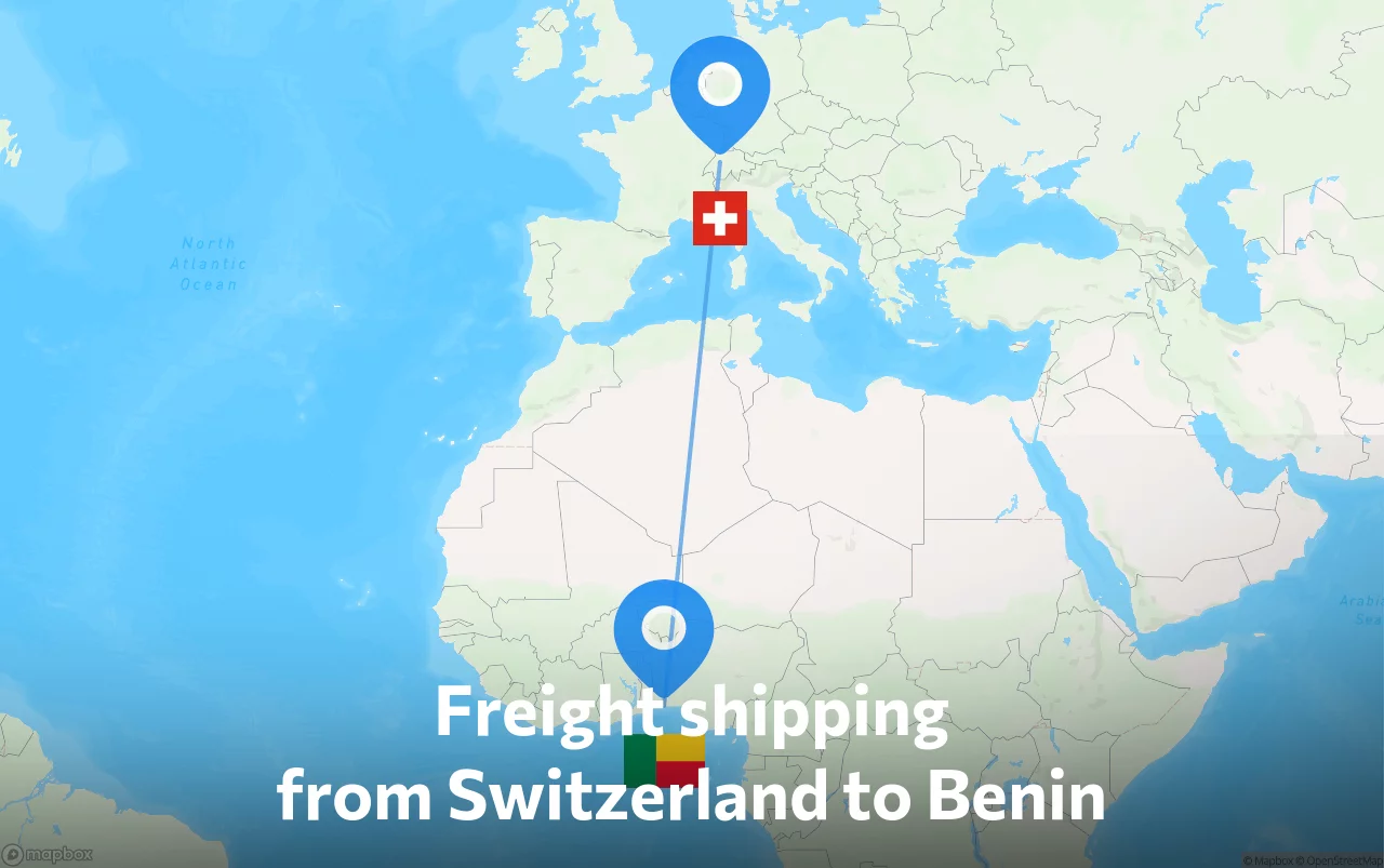 Shipping route from Switzerland to Benin