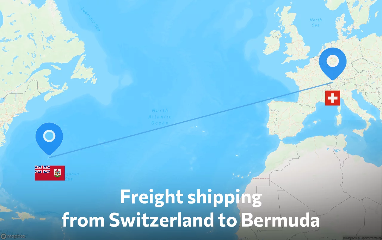 Shipping route from Switzerland to Bermuda