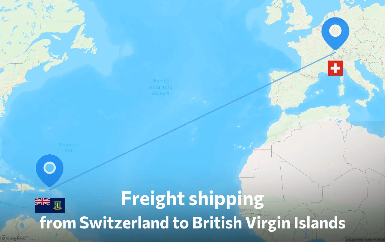 Shipping route from Switzerland to British Virgin Islands