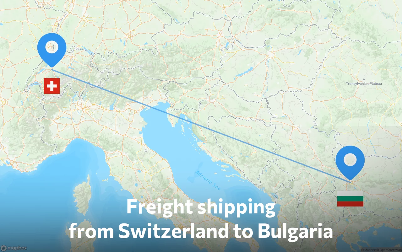 Shipping route from Switzerland to Bulgaria
