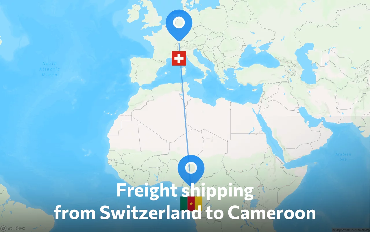 Shipping route from Switzerland to Cameroon