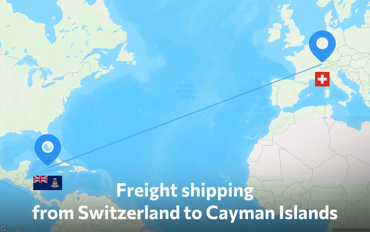 Shipping route from Switzerland to Cayman Islands