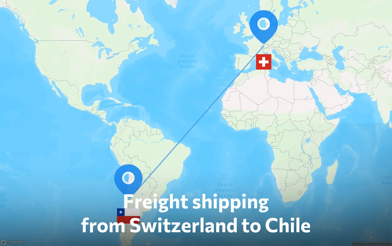 Shipping route from Switzerland to Chile