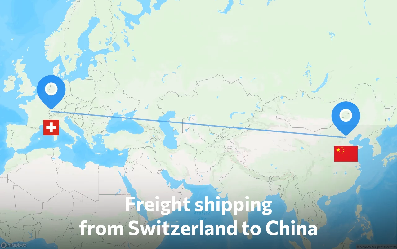 Shipping route from Switzerland to China
