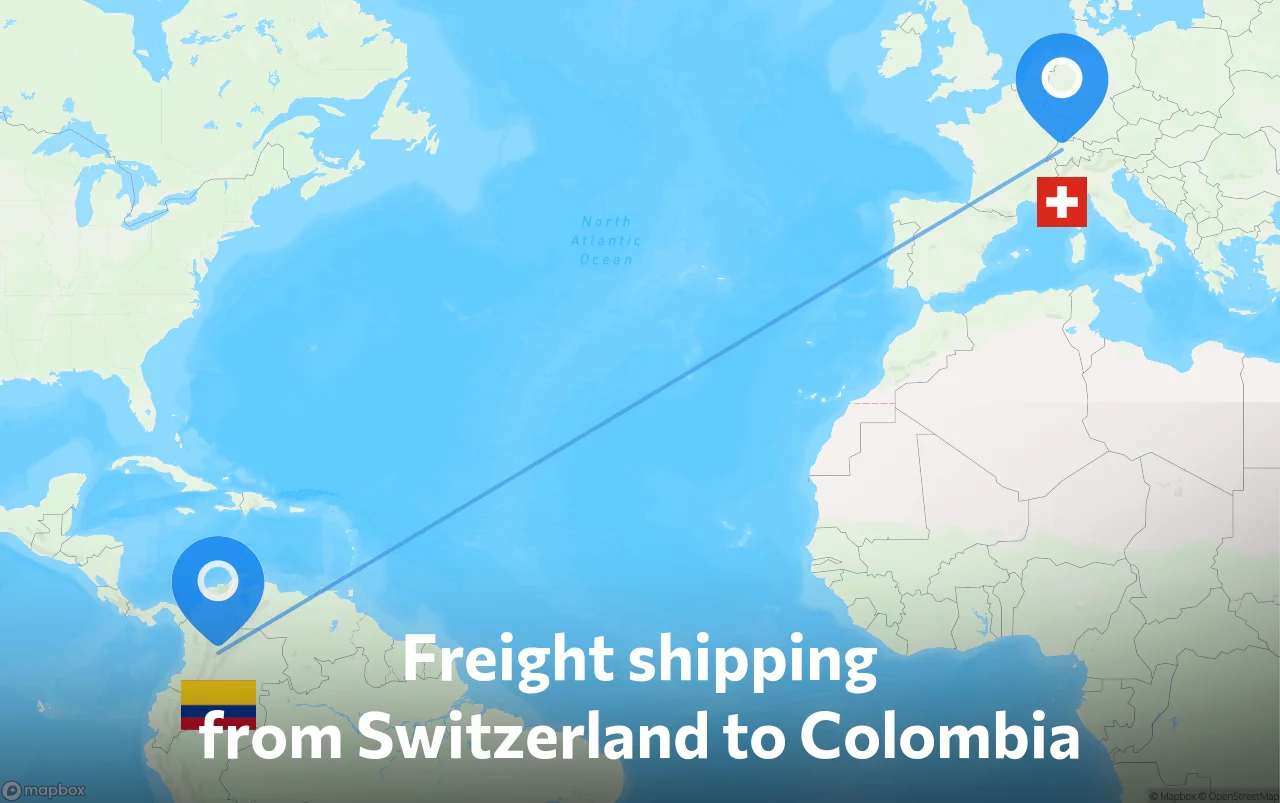 Shipping route from Switzerland to Colombia