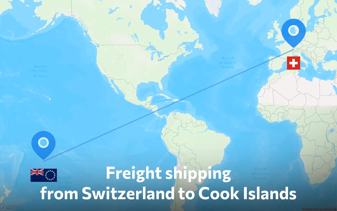 Shipping route from Switzerland to Cook Islands