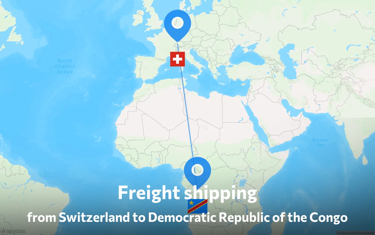 Shipping route from Switzerland to Democratic Republic of the Congo