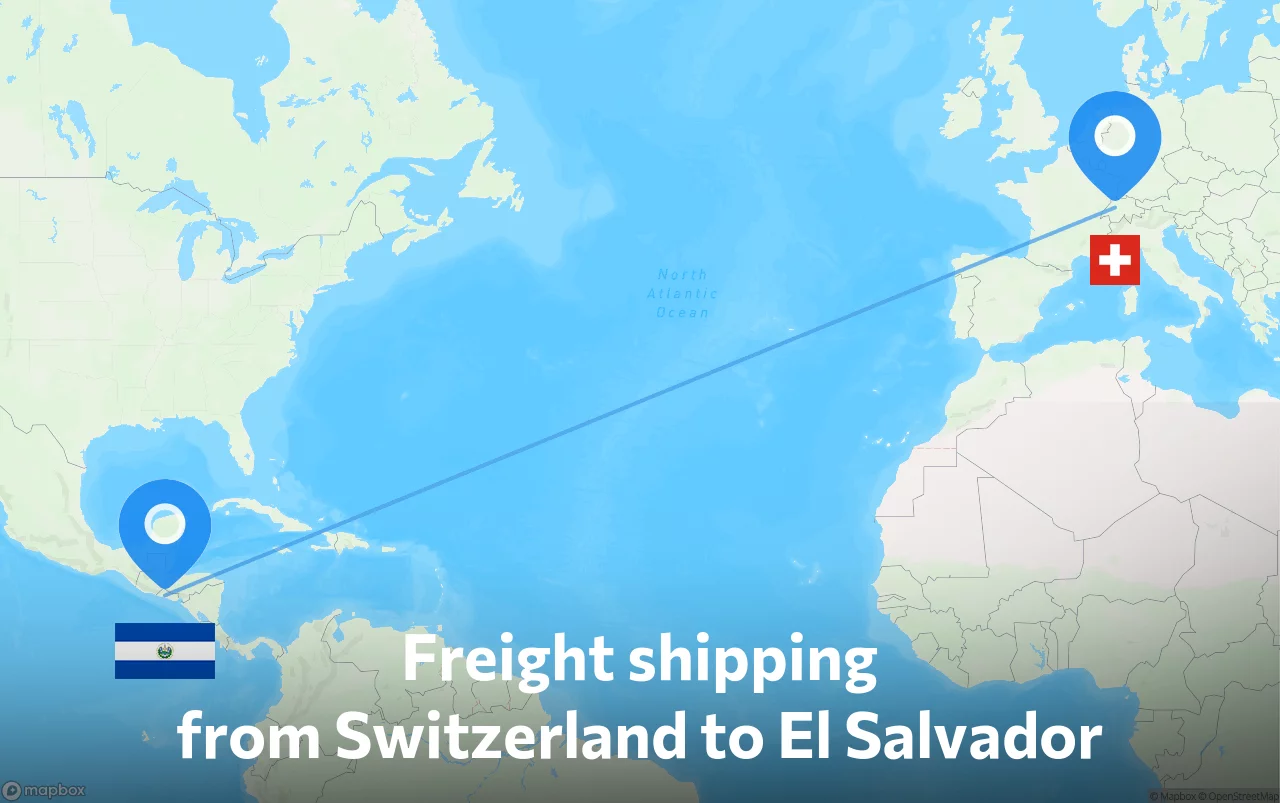Shipping route from Switzerland to El Salvador