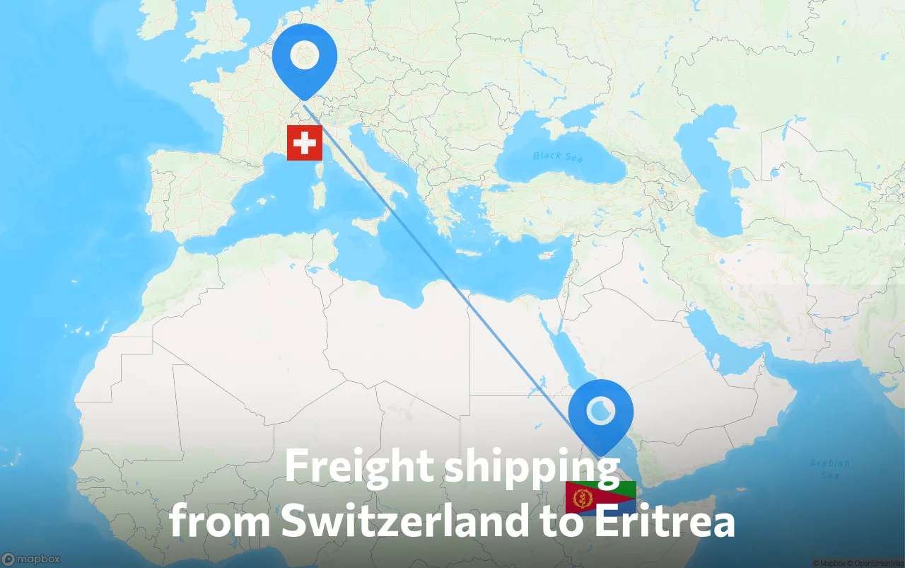 Shipping route from Switzerland to Eritrea