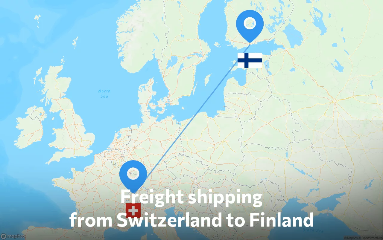 Shipping route from Switzerland to Finland