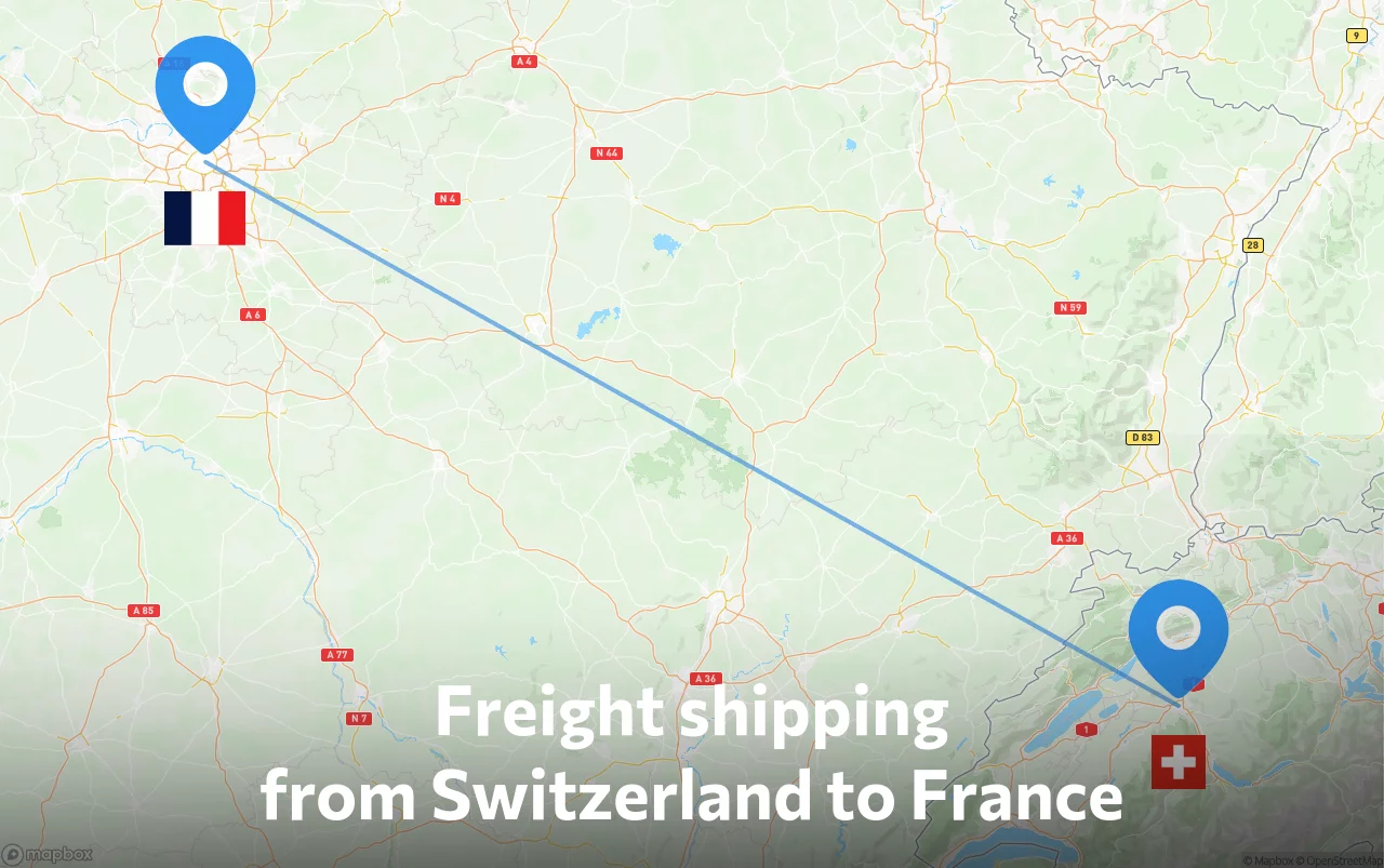 Shipping route from Switzerland to France