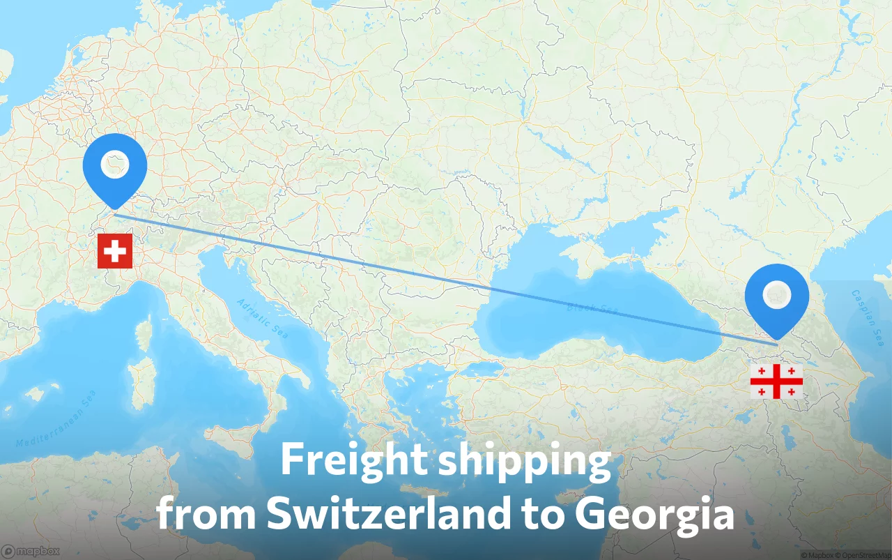 Shipping route from Switzerland to Georgia