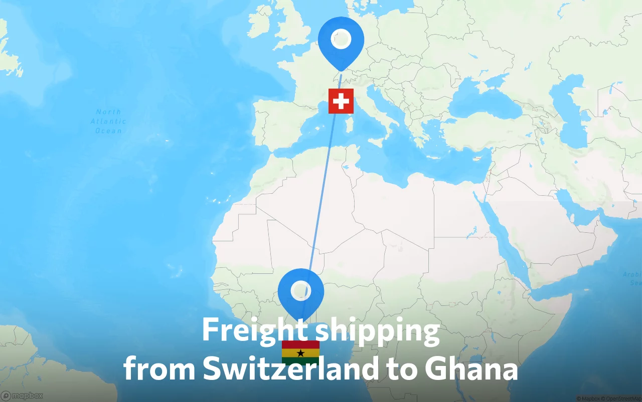Shipping route from Switzerland to Ghana