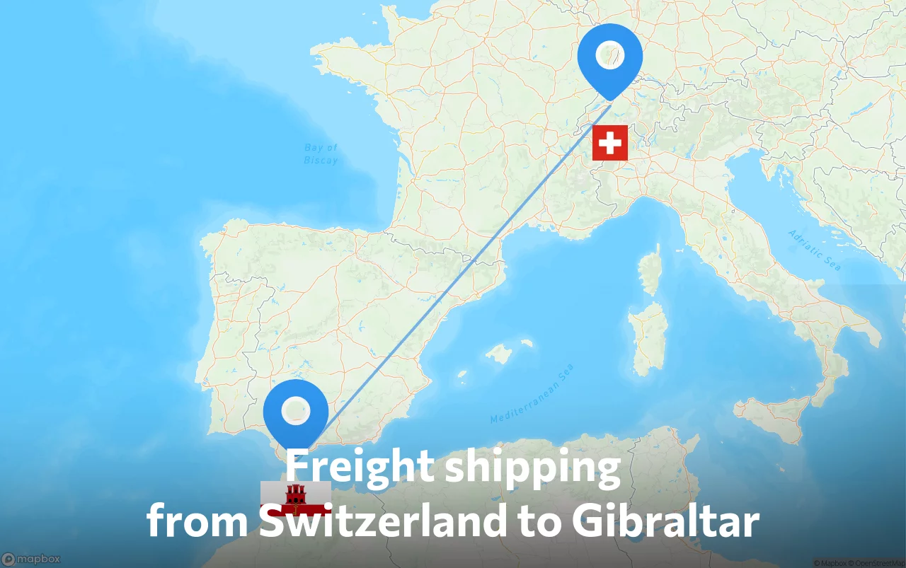 Shipping route from Switzerland to Gibraltar